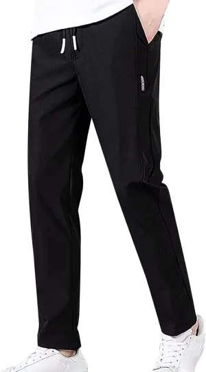 Casual Pants for Men Relaxed Fit Lightweight Drawstring Sweatpants Plus Size Elastic Waist Comfy Joggers Baggy Hiking Pants