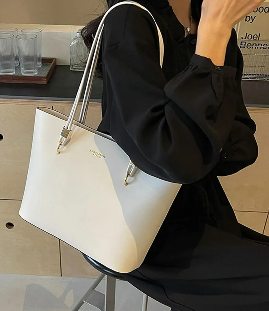 Casual Working Shoulder Bags for Women Large Vegan Leather Tote Purse Top Handle Handbags Satchels with Zipper
