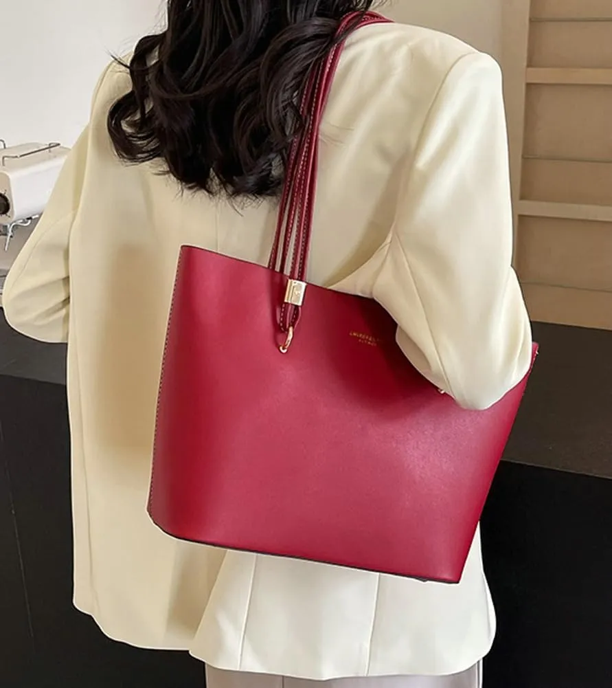 Casual Working Shoulder Bags for Women Large Vegan Leather Tote Purse Top Handle Handbags Satchels with Zipper