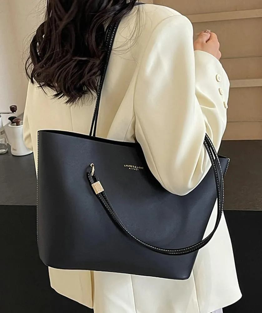 Casual Working Shoulder Bags for Women Large Vegan Leather Tote Purse Top Handle Handbags Satchels with Zipper