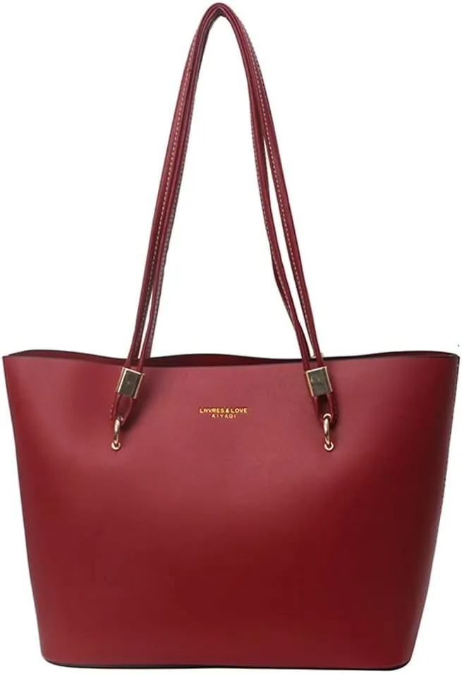 Casual Working Shoulder Bags for Women Large Vegan Leather Tote Purse Top Handle Handbags Satchels with Zipper