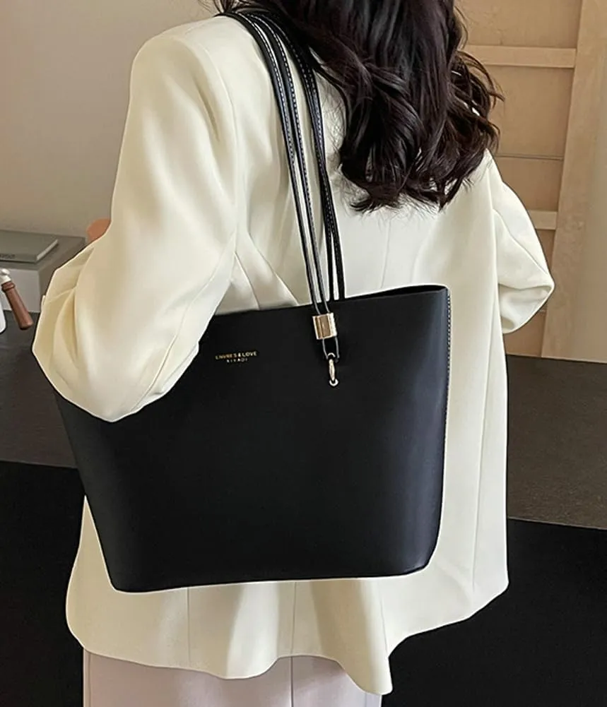 Casual Working Shoulder Bags for Women Large Vegan Leather Tote Purse Top Handle Handbags Satchels with Zipper