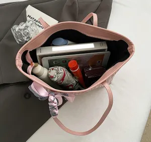 Color Tote Bags for Women with Bowknot Large Capacity Hobo Bags for Women Shoulder Bag Travel Bag Gym Bag Beach Bag