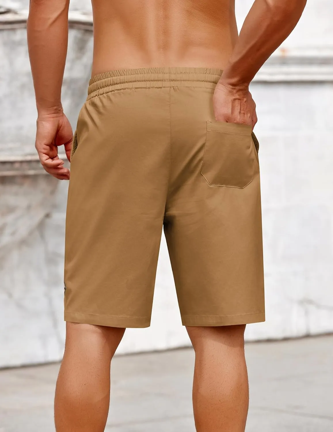COOFANDY Mens Casual Shorts Cotton Elastic Drawstring Shorts Summer Beach Chino Shorts