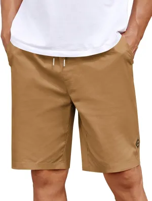COOFANDY Mens Casual Shorts Cotton Elastic Drawstring Shorts Summer Beach Chino Shorts
