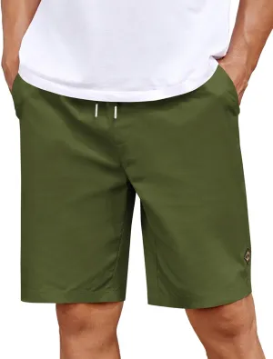 COOFANDY Mens Casual Shorts Cotton Elastic Drawstring Shorts Summer Beach Chino Shorts