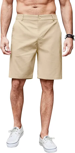 COOFANDY Men's Casual Shorts Linen Flat Front Shorts Elastic Waist Summer Beach Shorts