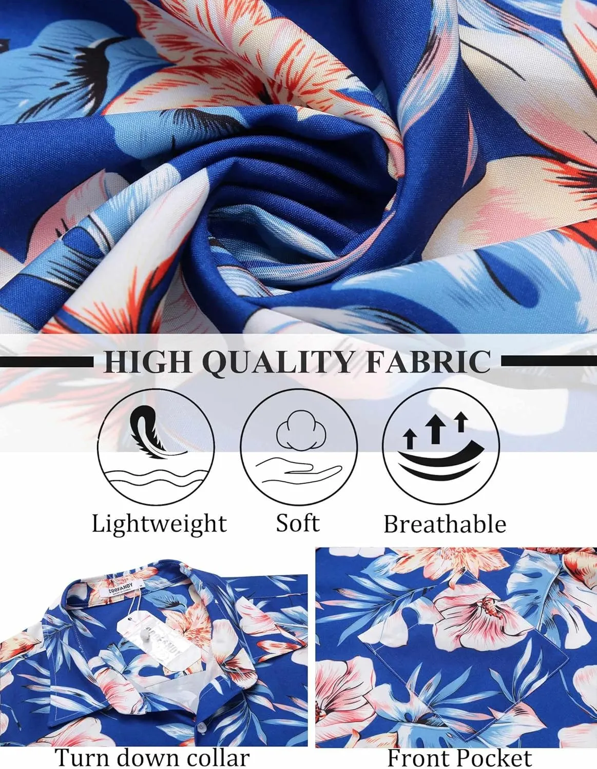 COOFANDY Mens Hawaiian Shirt Short Sleeve Button Down Shirts Tropical Summer Beach Shirts Casual Floral Aloha Shirts