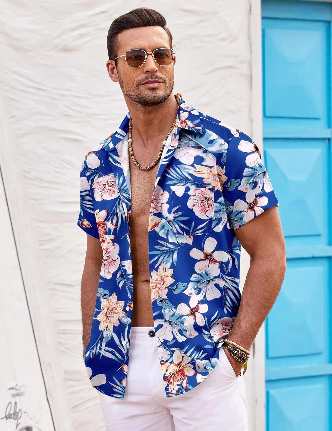 COOFANDY Mens Hawaiian Shirt Short Sleeve Button Down Shirts Tropical Summer Beach Shirts Casual Floral Aloha Shirts