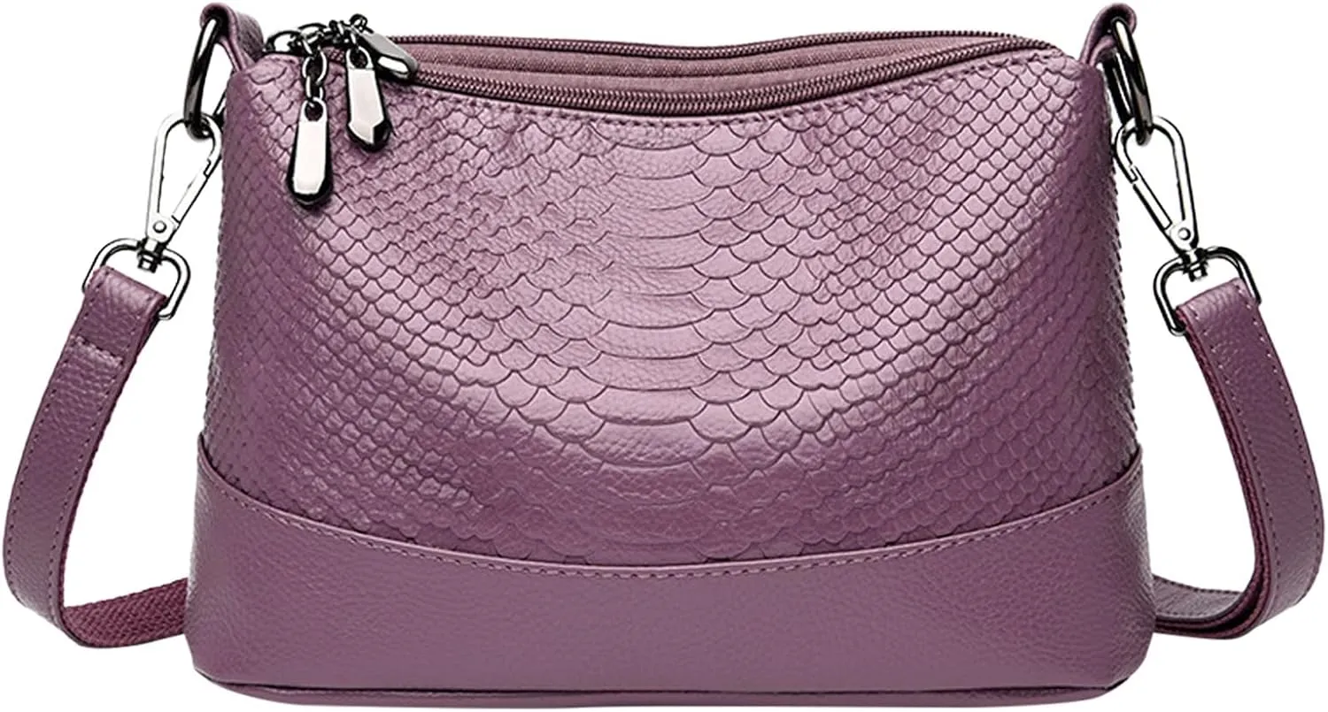 Crossbody Crescent Bags for Women Lightweight Quilted Leather Handbags for Women Clear Bag for Stadium Events(Purple)