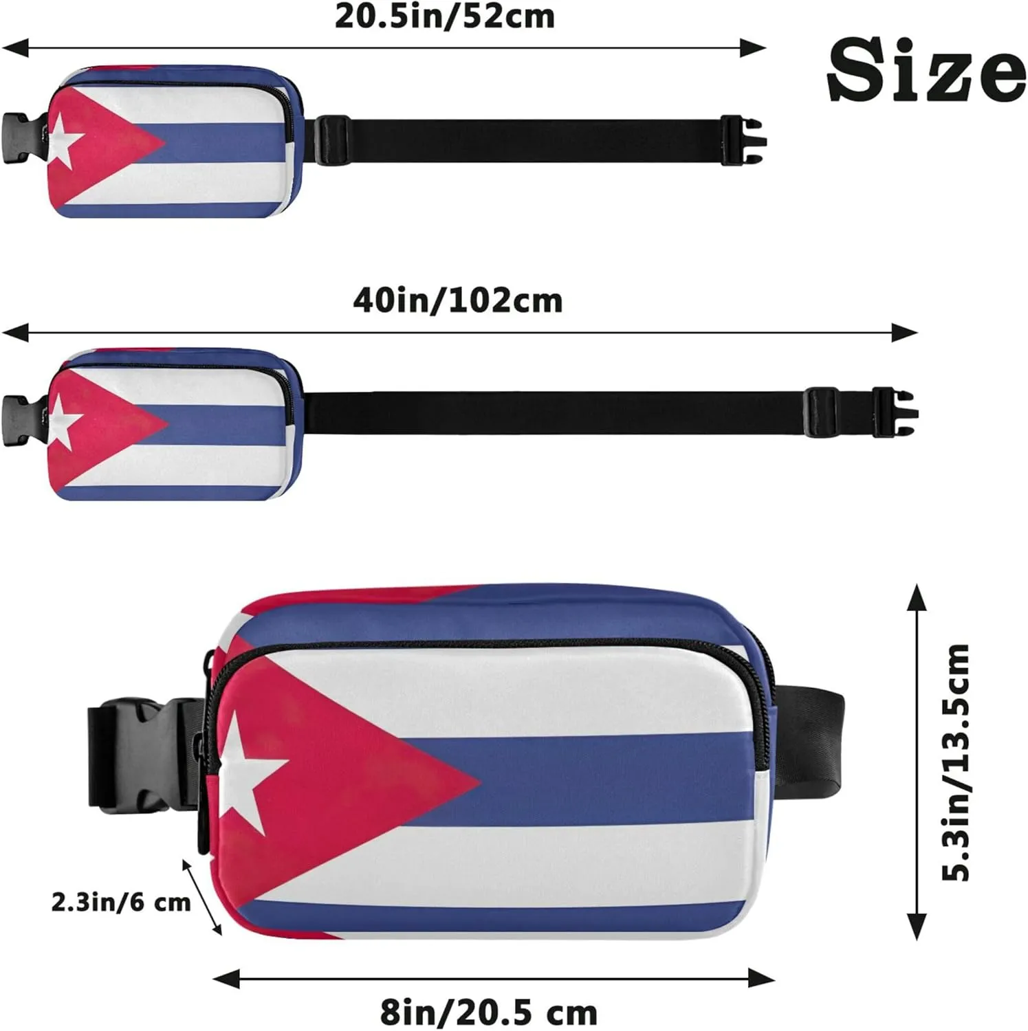Cuba Flag Women Fanny Packs Belt Bag Hip Pouch Waterproof Cartoon Crossbody Waist Bag