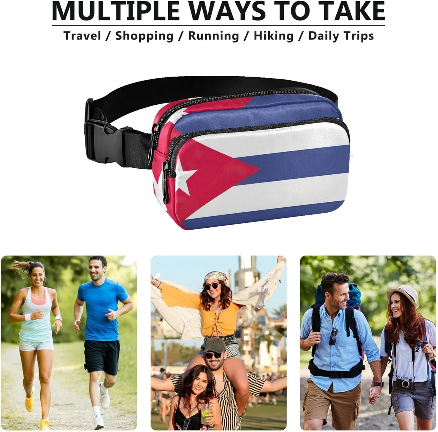 Cuba Flag Women Fanny Packs Belt Bag Hip Pouch Waterproof Cartoon Crossbody Waist Bag