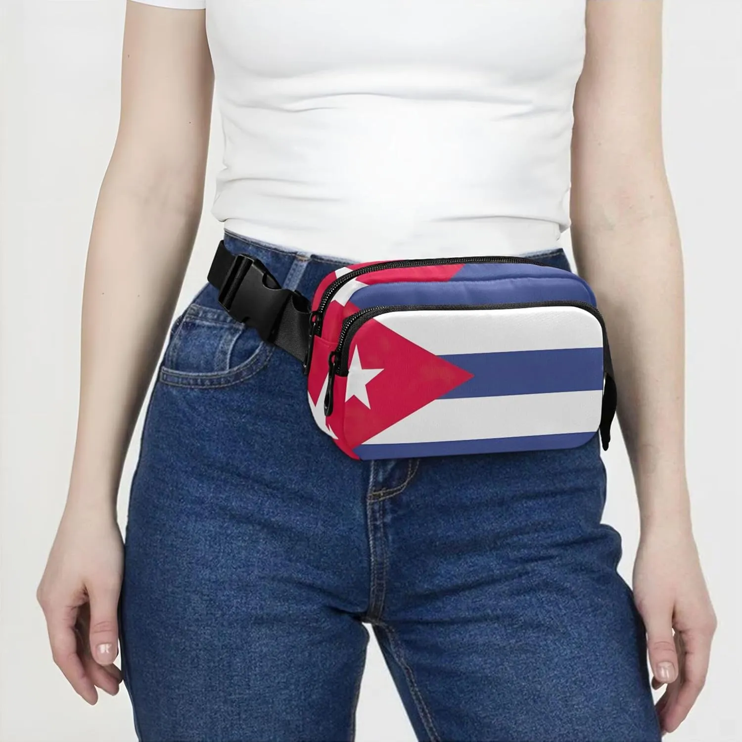 Cuba Flag Women Fanny Packs Belt Bag Hip Pouch Waterproof Cartoon Crossbody Waist Bag