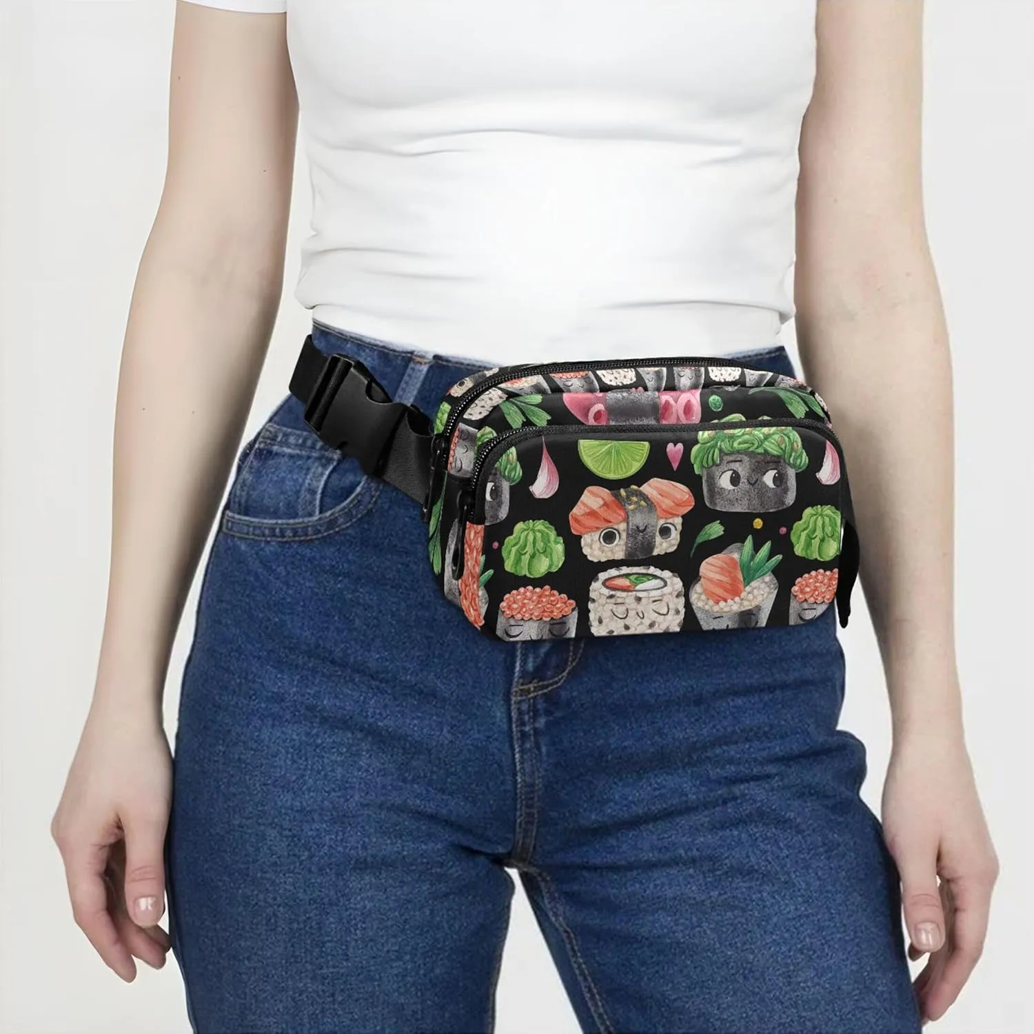 Cute Cartoon Sushi Roll Fanny Pack for Women Waterproof Belt Bags Hip Pack Cute Waist Pouches for Men