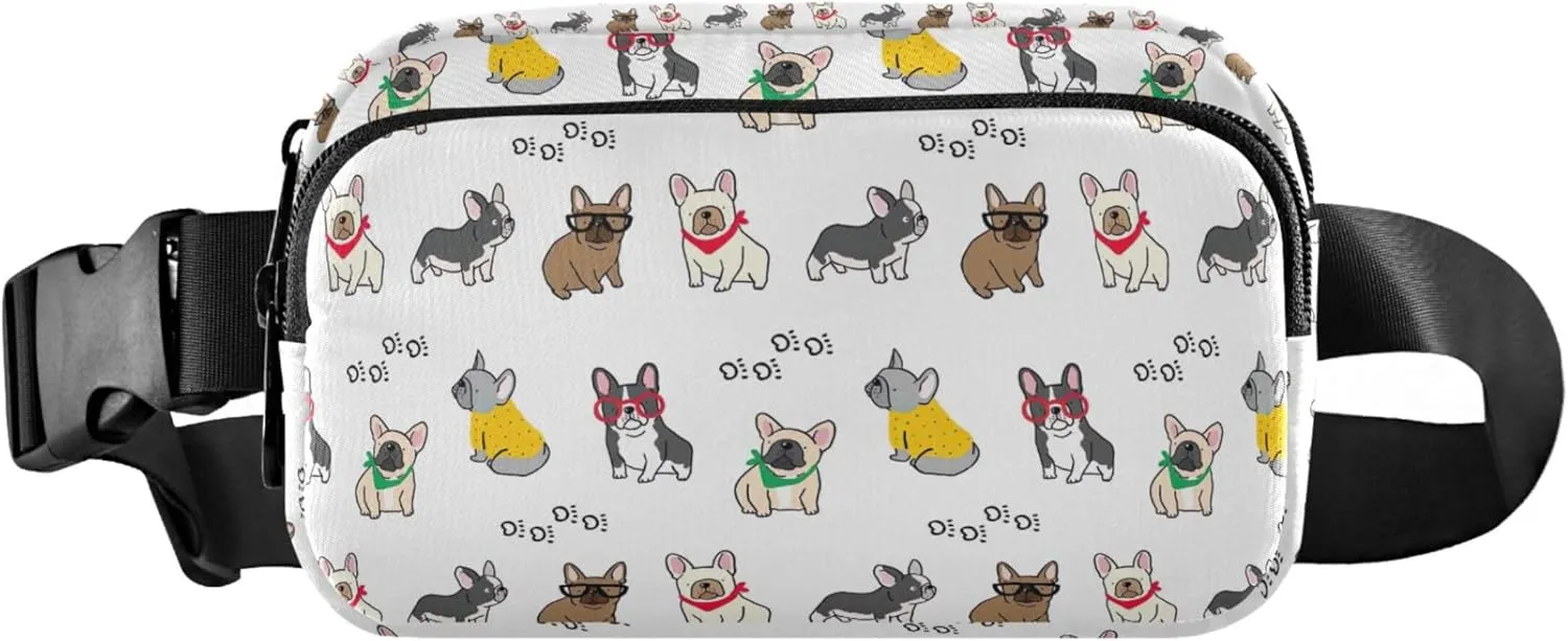 Cute French Bulldog Cartoon Fanny Pack for Women Belt Bag Hip Pouch Waterproof Festival Travel Waist Pouch