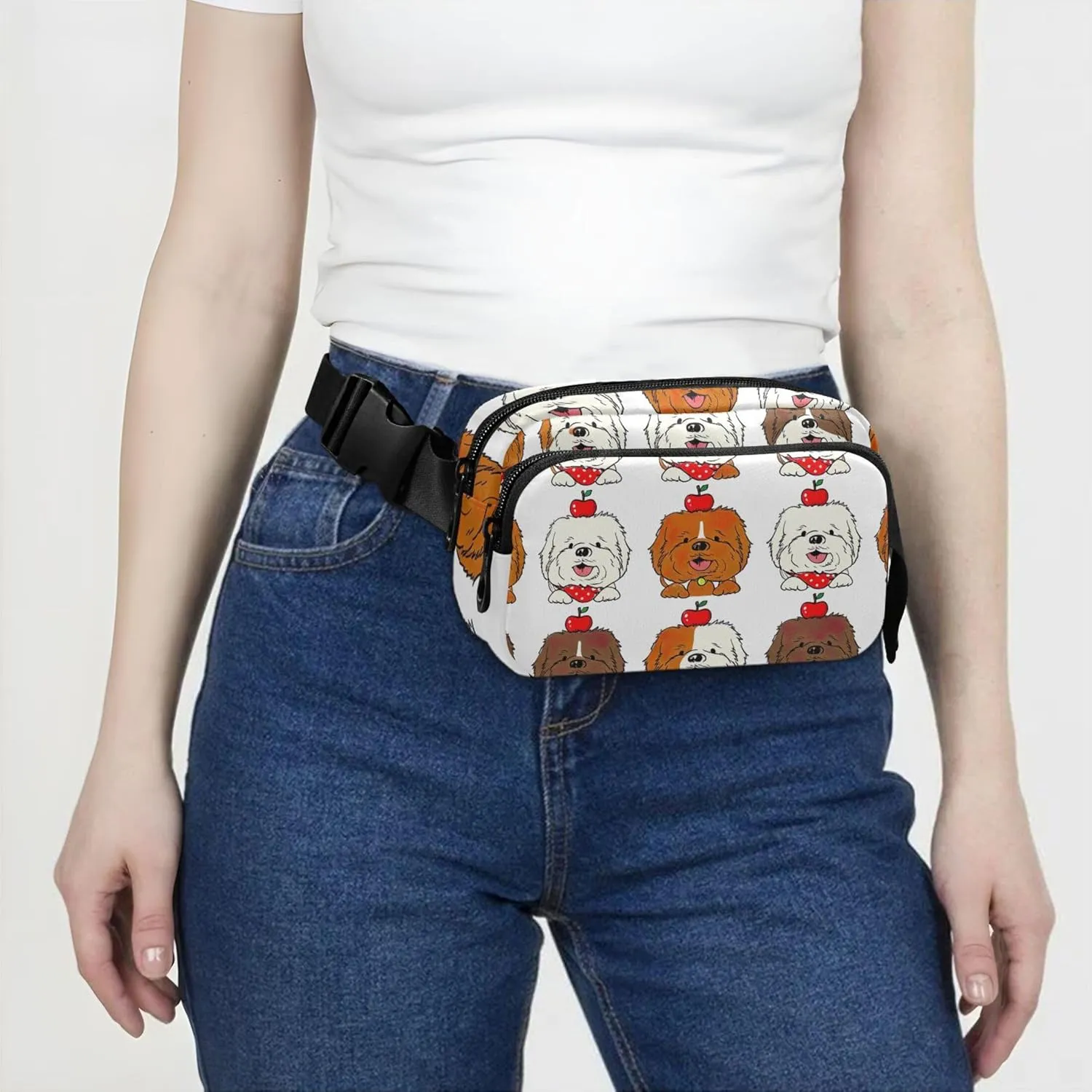 Cute Pug Dog Funny Women Fanny Packs Colorful Hip Bag Belt Purse Waterproof Waist Pouch for Women