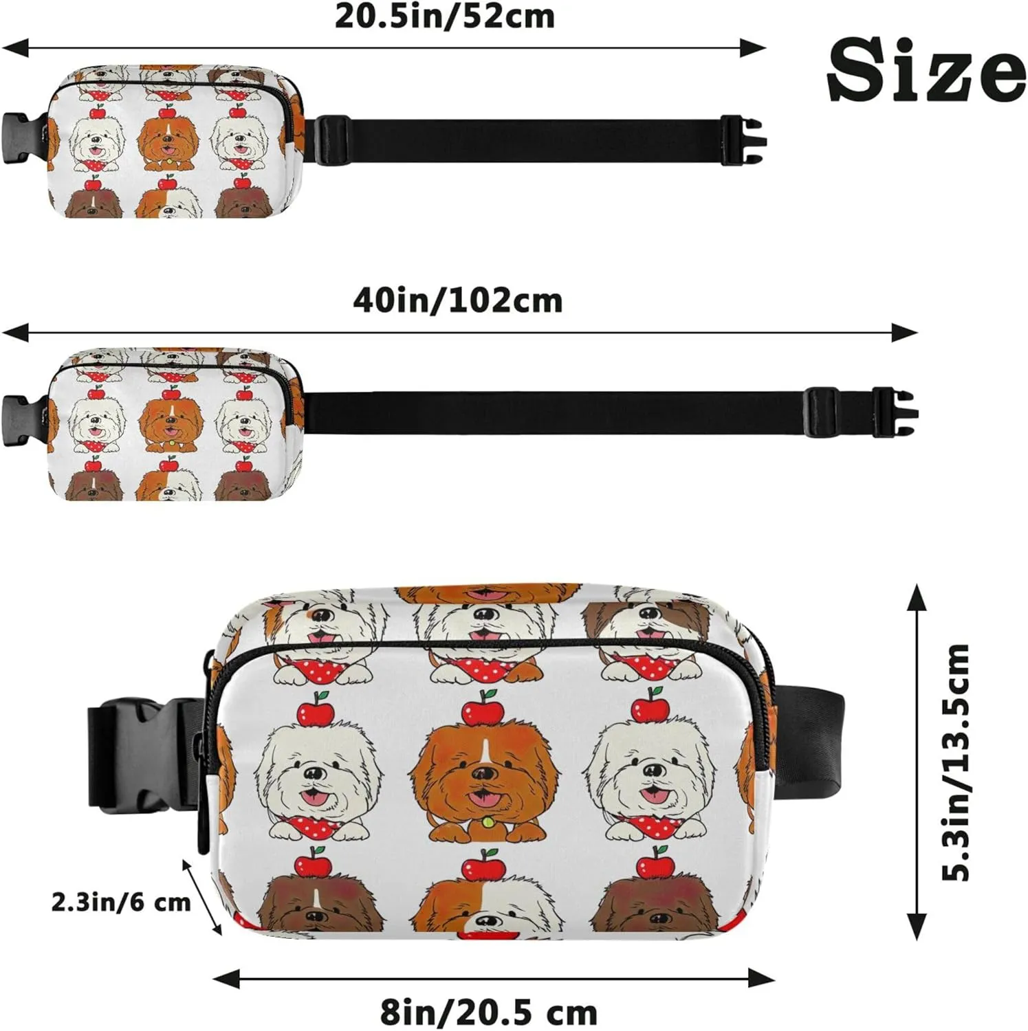 Cute Pug Dog Funny Women Fanny Packs Colorful Hip Bag Belt Purse Waterproof Waist Pouch for Women