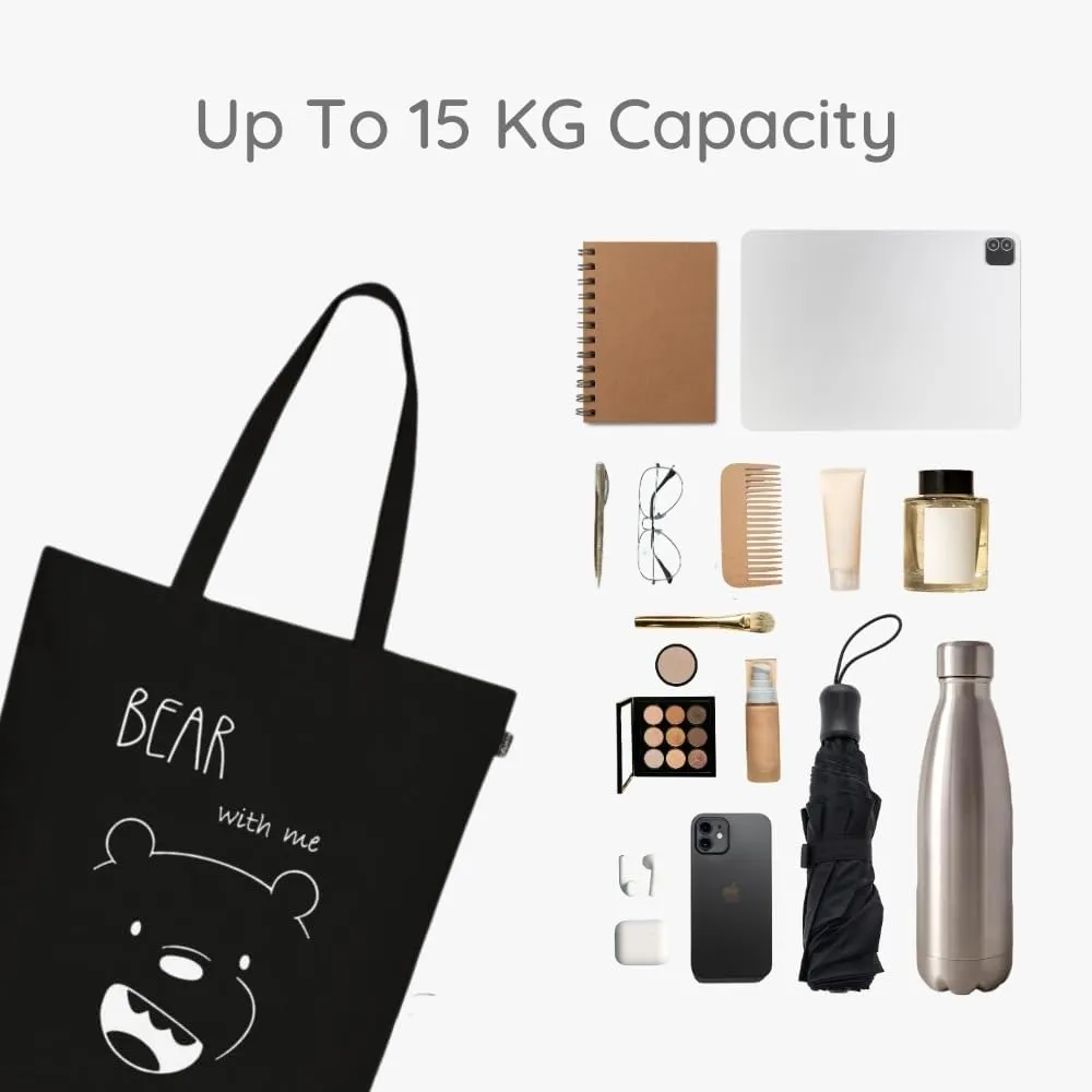 Ecoright Tote Bag for Women with Zipper, Small Tote Bag, Canvas Bag, Reusable Cotton Bag for Beach, Grocery, School & Work