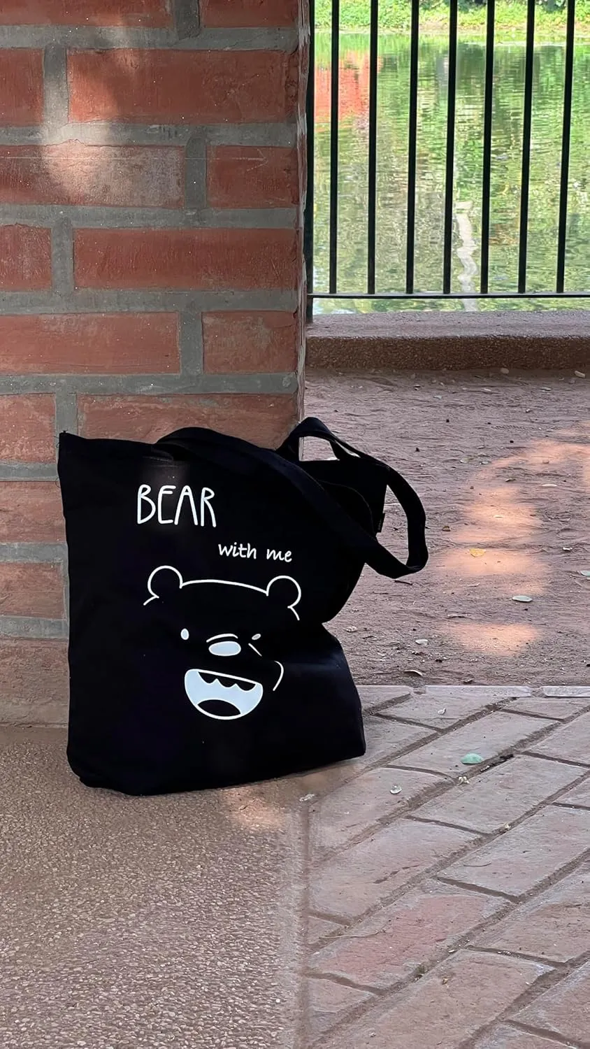 Ecoright Tote Bag for Women with Zipper, Small Tote Bag, Canvas Bag, Reusable Cotton Bag for Beach, Grocery, School & Work