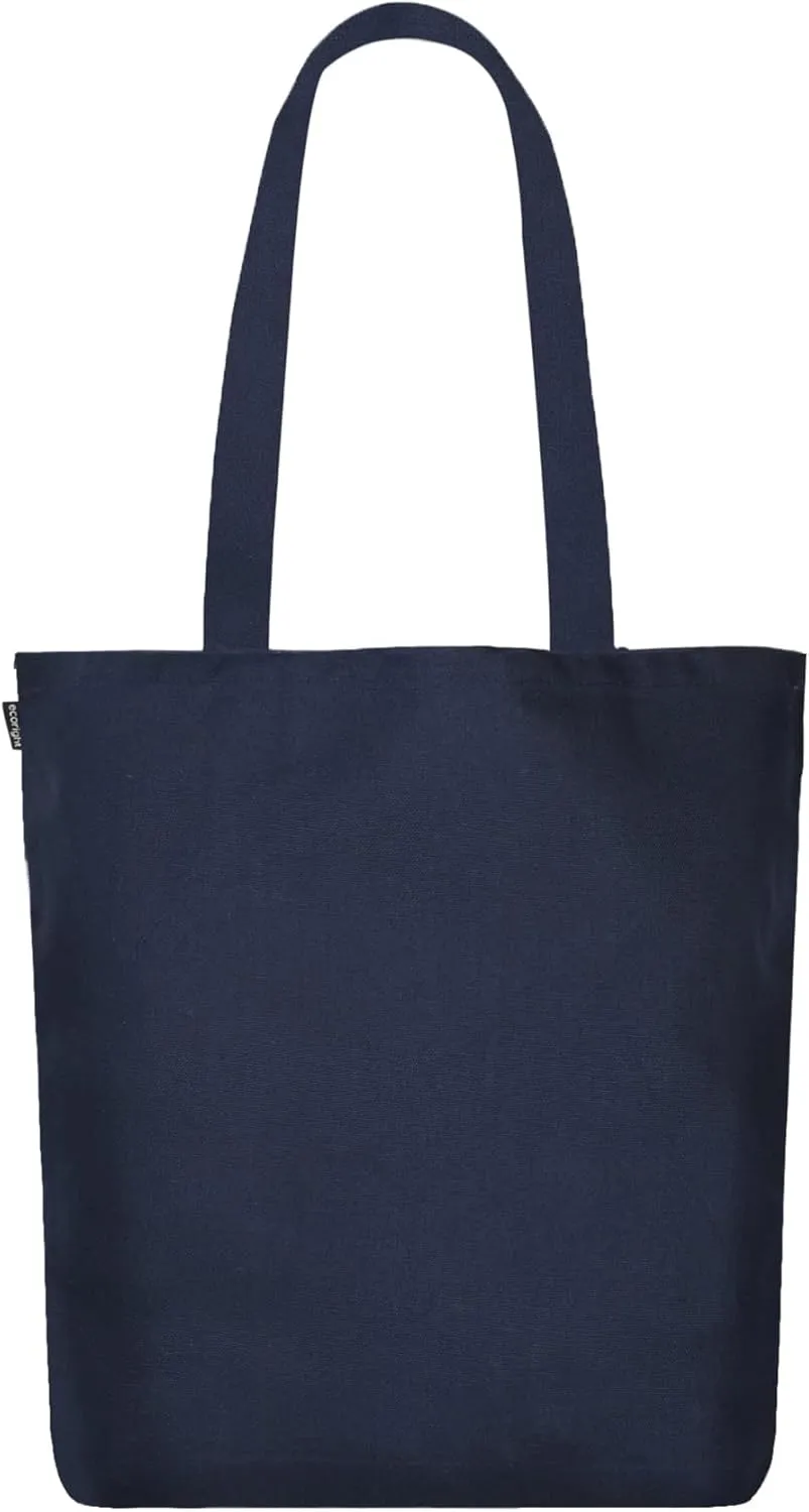 Ecoright Tote Bag for Women with Zipper, Small Tote Bag, Canvas Bag, Reusable Cotton Bag for Beach, Grocery, School & Work