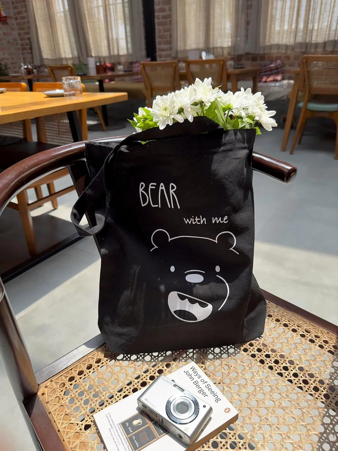 Ecoright Tote Bag for Women with Zipper, Small Tote Bag, Canvas Bag, Reusable Cotton Bag for Beach, Grocery, School & Work