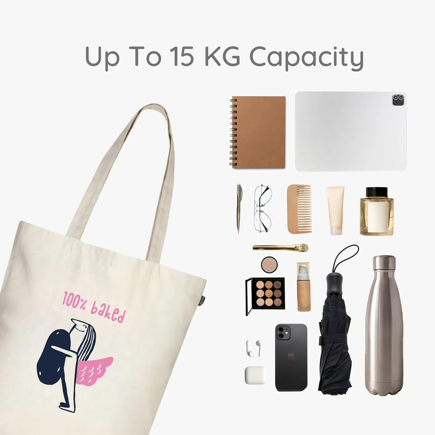Ecoright Tote Bag for Women with Zipper, Small Tote Bag, Canvas Bag, Reusable Cotton Bag for Beach, Grocery, School & Work