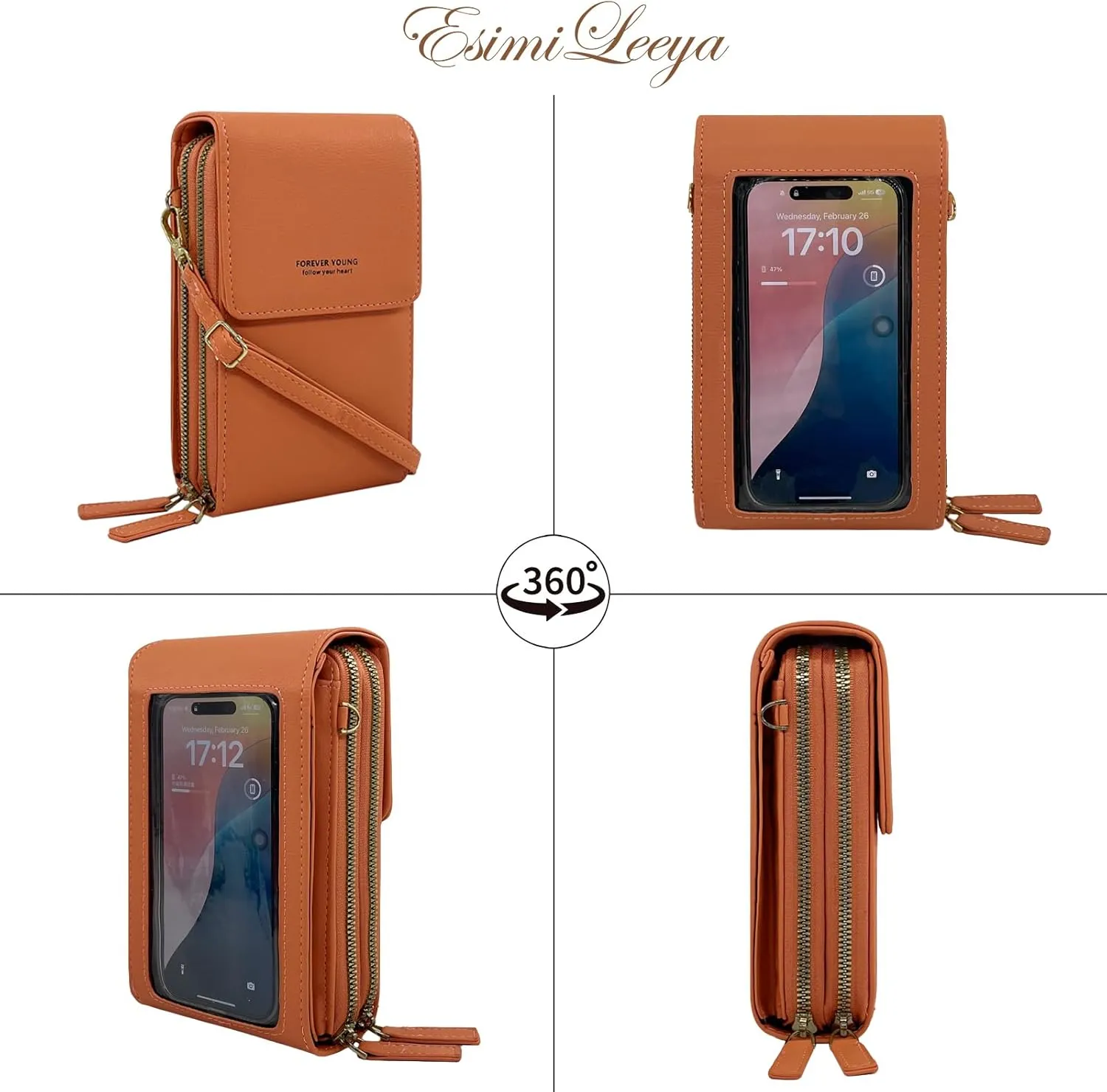 Esimileeya Small Compact Cell Phone Crossbody Bags for Women Trendy Purses Touchscreen Shoulder Bag with Credit Card Slots