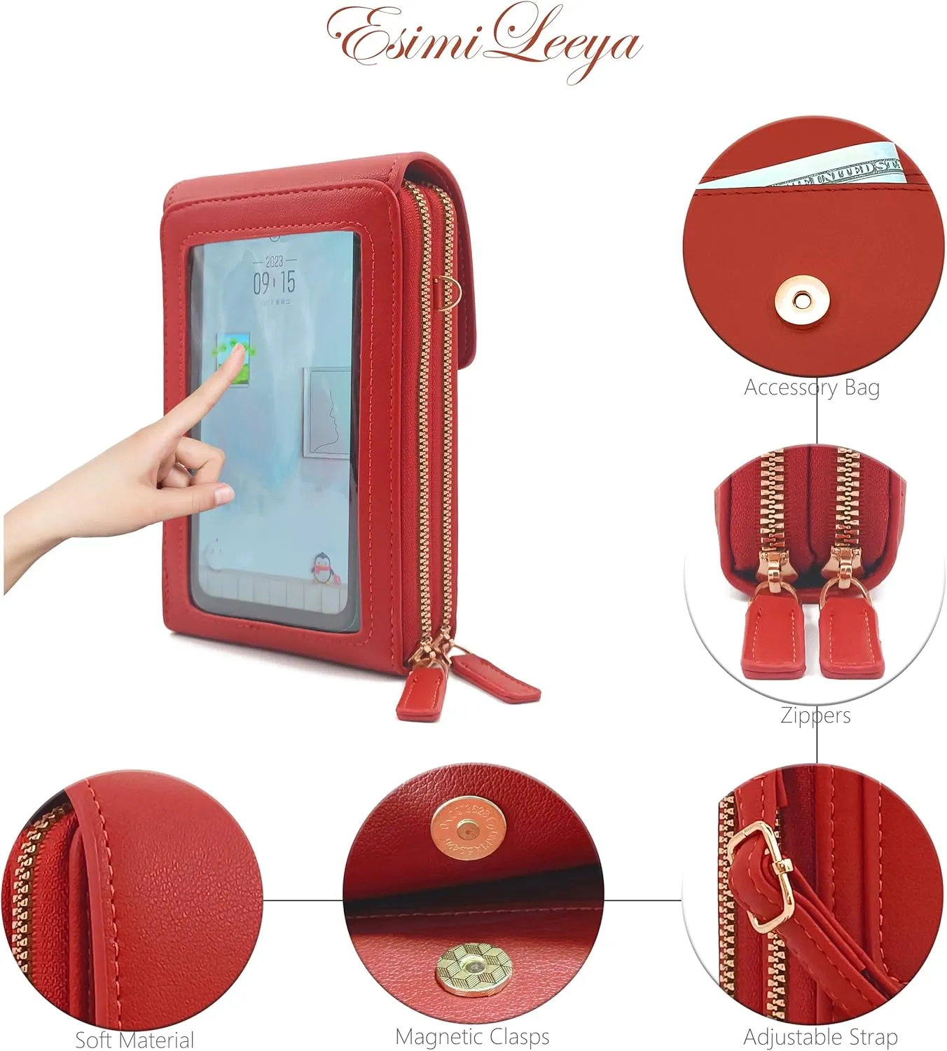 Esimileeya Small Compact Cell Phone Crossbody Bags for Women Trendy Purses Touchscreen Shoulder Bag with Credit Card Slots