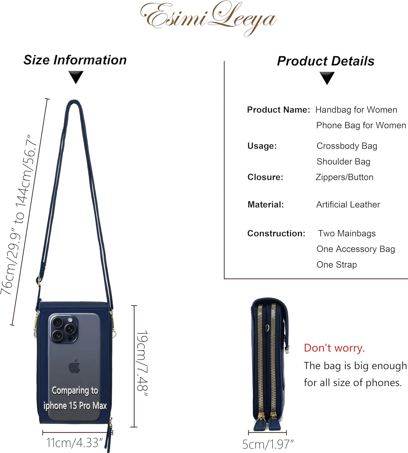 Esimileeya Small Compact Cell Phone Crossbody Bags for Women Trendy Purses Touchscreen Shoulder Bag with Credit Card Slots