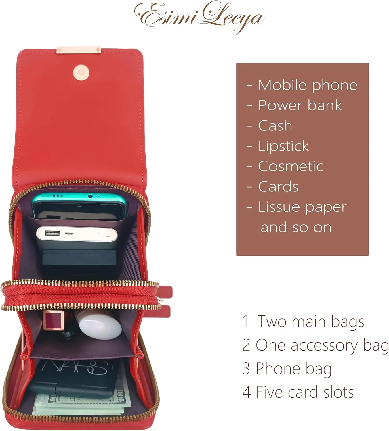 Esimileeya Small Compact Cell Phone Crossbody Bags for Women Trendy Purses Touchscreen Shoulder Bag with Credit Card Slots