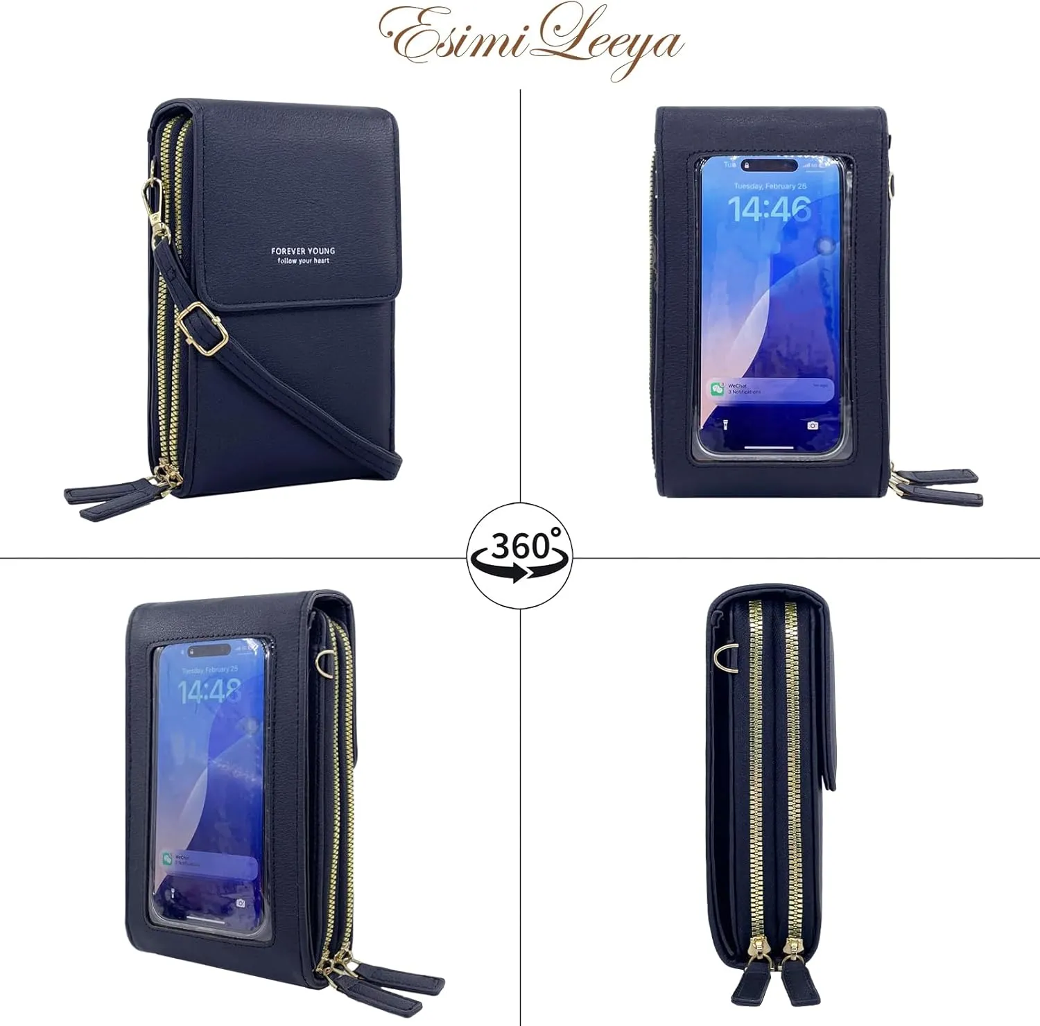 Esimileeya Small Compact Cell Phone Crossbody Bags for Women Trendy Purses Touchscreen Shoulder Bag with Credit Card Slots