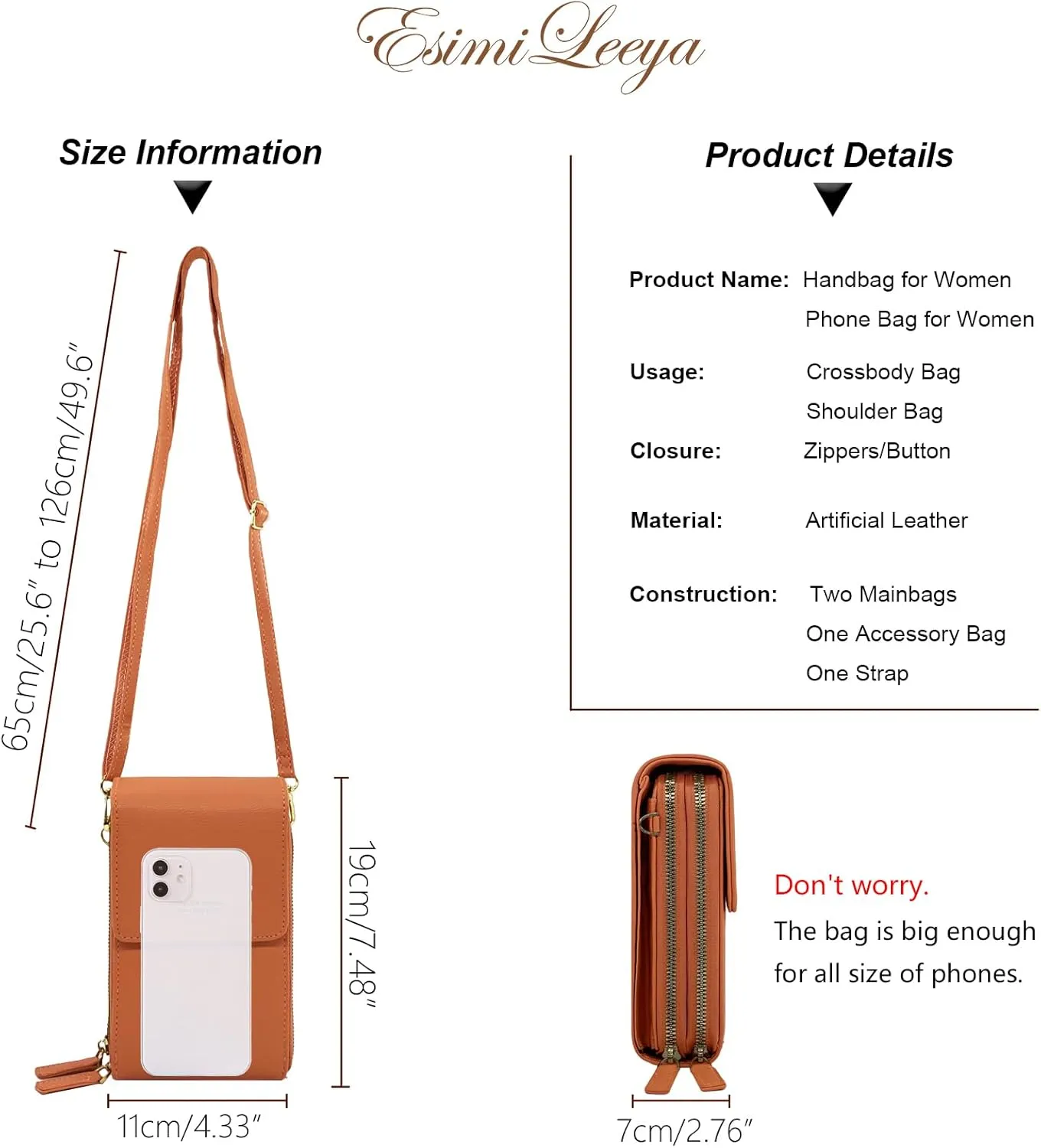 Esimileeya Small Compact Cell Phone Crossbody Bags for Women Trendy Purses Touchscreen Shoulder Bag with Credit Card Slots