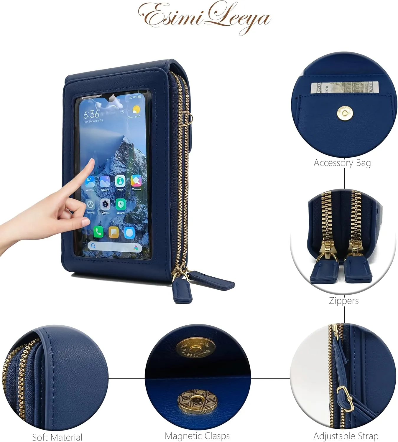 Esimileeya Small Compact Cell Phone Crossbody Bags for Women Trendy Purses Touchscreen Shoulder Bag with Credit Card Slots