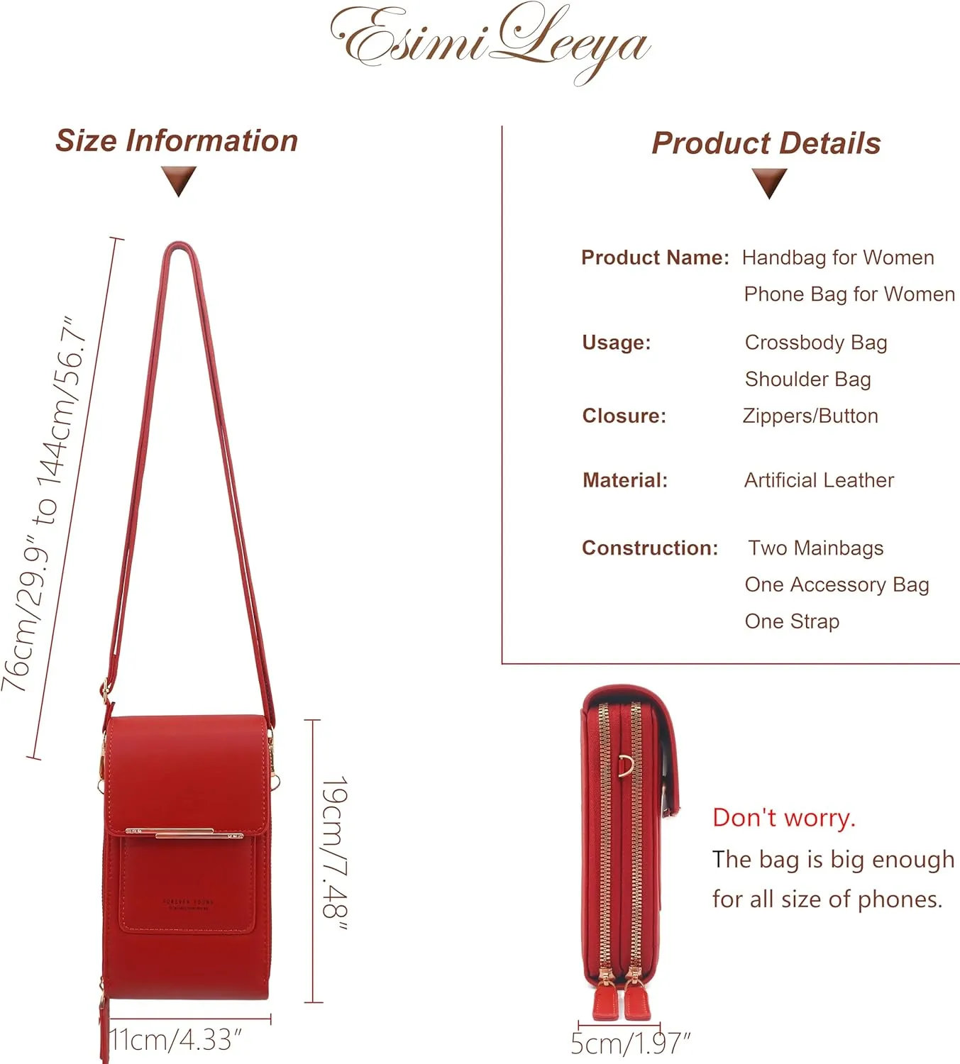 Esimileeya Small Compact Cell Phone Crossbody Bags for Women Trendy Purses Touchscreen Shoulder Bag with Credit Card Slots