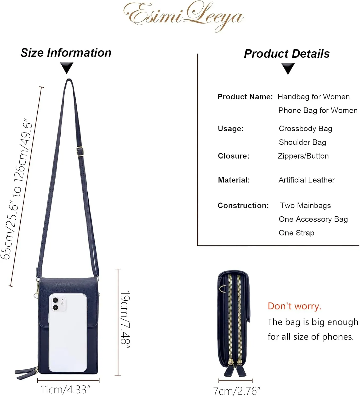 Esimileeya Small Compact Cell Phone Crossbody Bags for Women Trendy Purses Touchscreen Shoulder Bag with Credit Card Slots