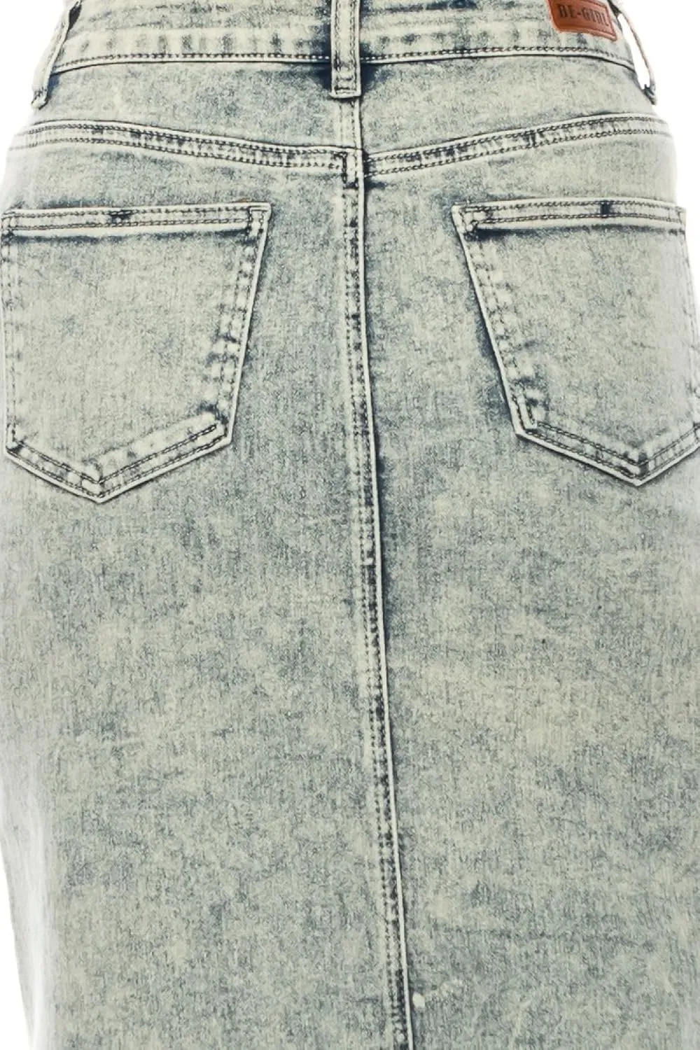 Fashion2Love Women's Juniors/Plus Size Destroyed Ripped Pencil Stretch Denim Skirt (77883)