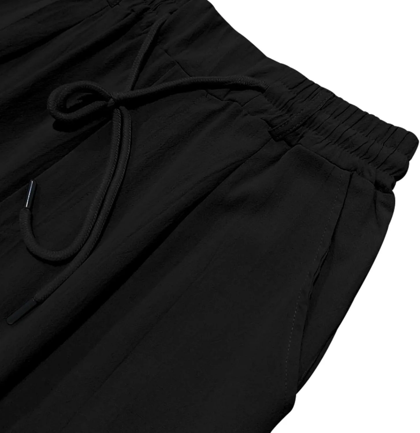 Finelylove Mens Linen Pants Elastic Waist Drawstring Lightweight Casual Pants Relaxed Fit Summer Beach Lounge Travel Trousers