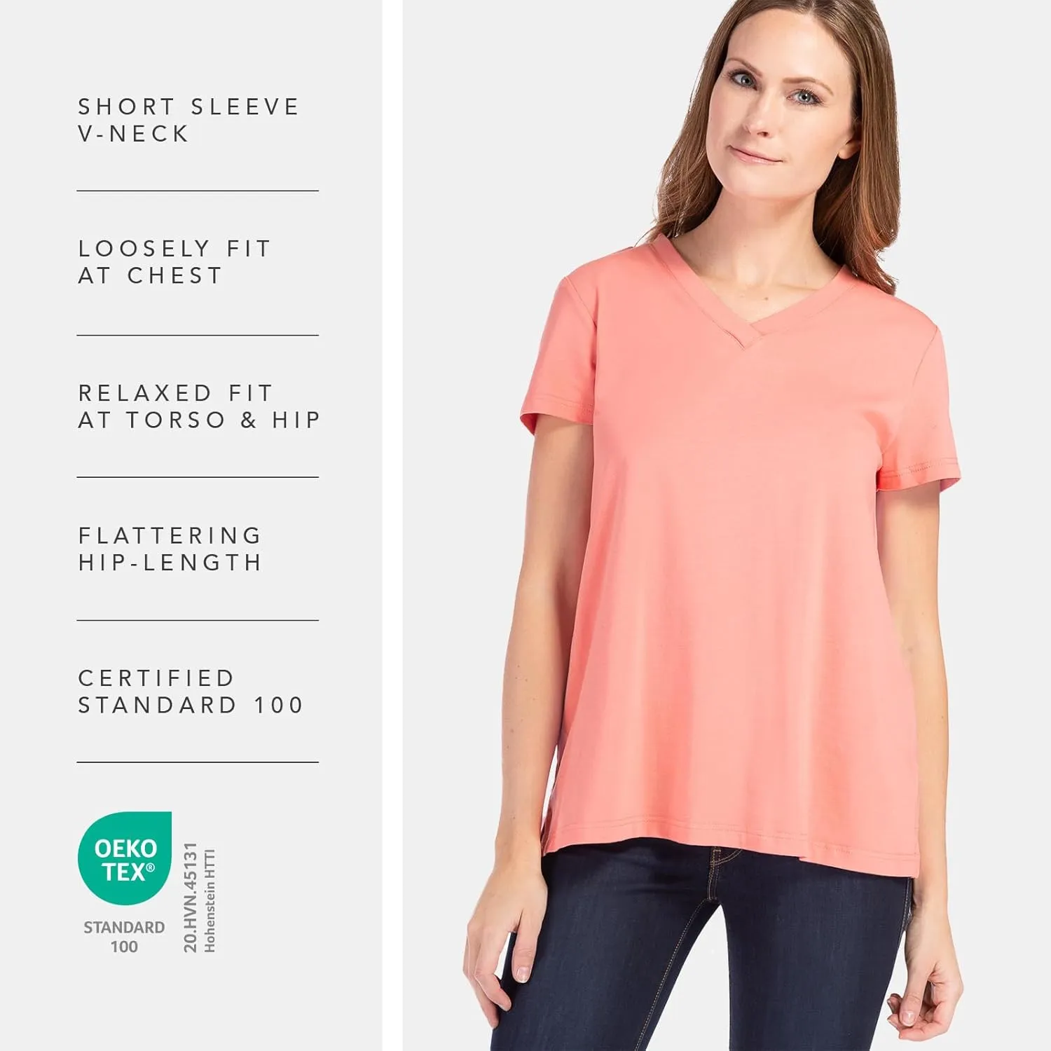 Fishers Finery Women's Ecofabric Short Sleeve V-Neck Tee; Relaxed Fit