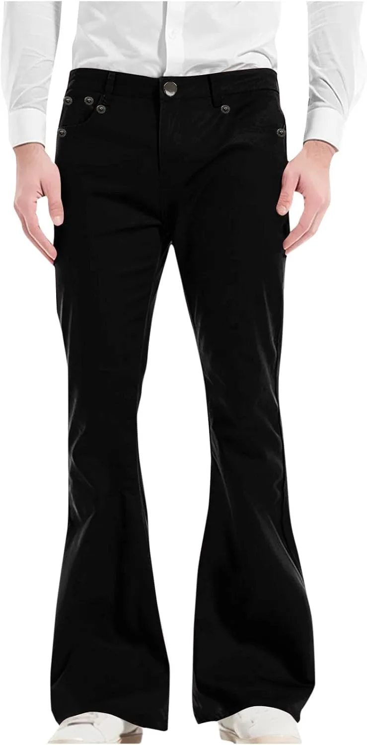 Flare Pants for Men Relaxed Fit Durable Comfortable Classic Stylish Dailywear Casual Travel Versatile Elegant