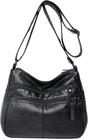 Foldie Crossbody Bags for Women Cute Hobo Tote Handbags Mini Clutch Purses with Zipper Closure Luxury Travel Bag(Black)