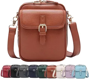 Forcipower Crossbody Leather Bag, Urvashi Crossbody Leather Bag with built in wallet,Vintage Messenger Bag with10 Card Slots