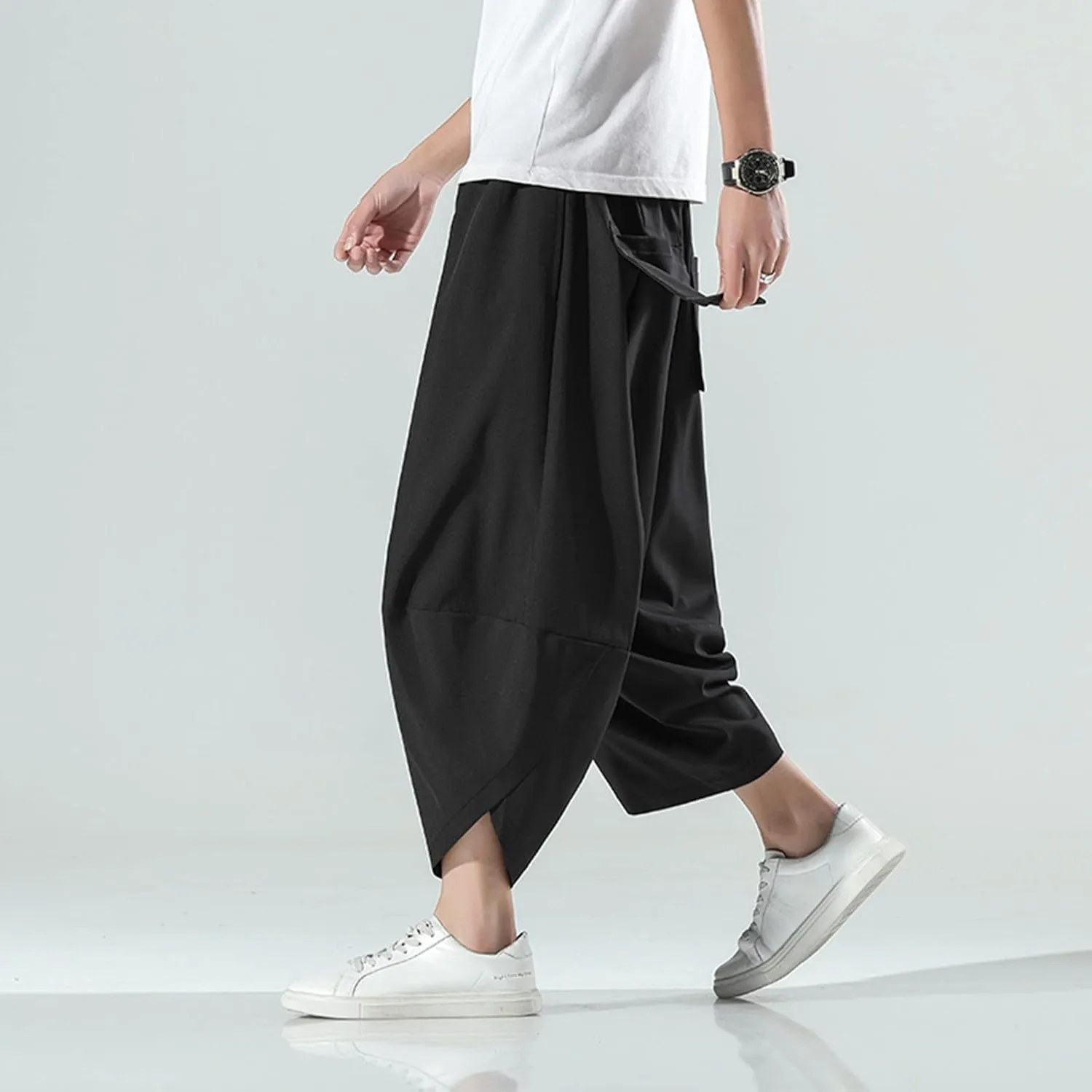 FZVYD Casual Pants Mens Casual Elastic Drawstring Cargo Pants Lightweight Relaxed Fit Cotton Workout Sweatpants 2023