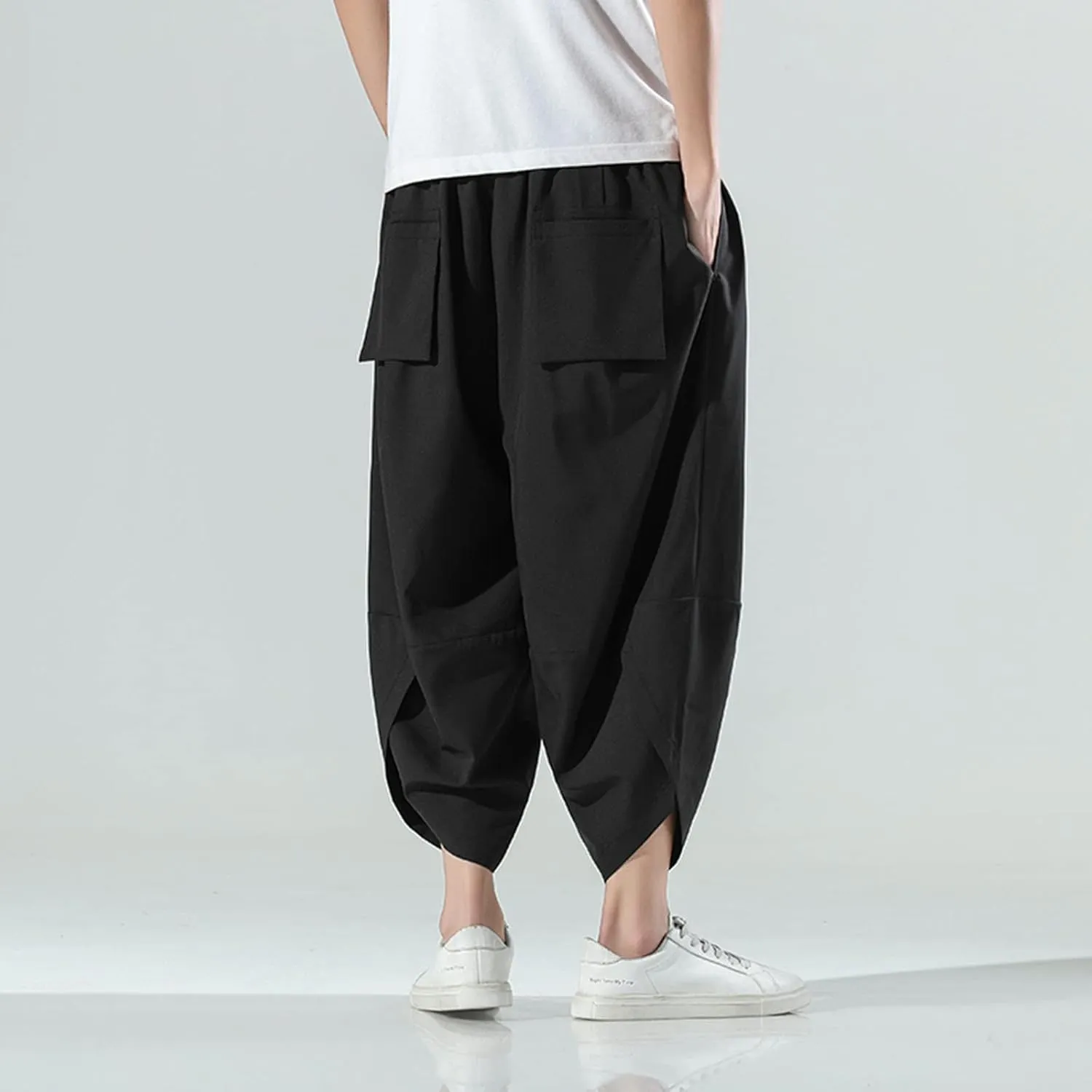 FZVYD Casual Pants Mens Casual Elastic Drawstring Cargo Pants Lightweight Relaxed Fit Cotton Workout Sweatpants 2023