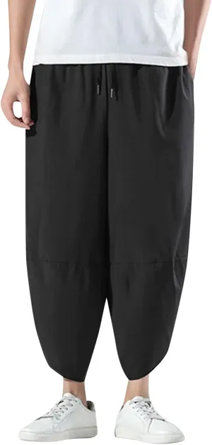 FZVYD Casual Pants Mens Casual Elastic Drawstring Cargo Pants Lightweight Relaxed Fit Cotton Workout Sweatpants 2023