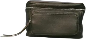 Genuine Leather Large Fanny Pack Waterproof Hip Belt Bag Cowhide Waist Bag Crossbody Sling Backpack Black, Medium
