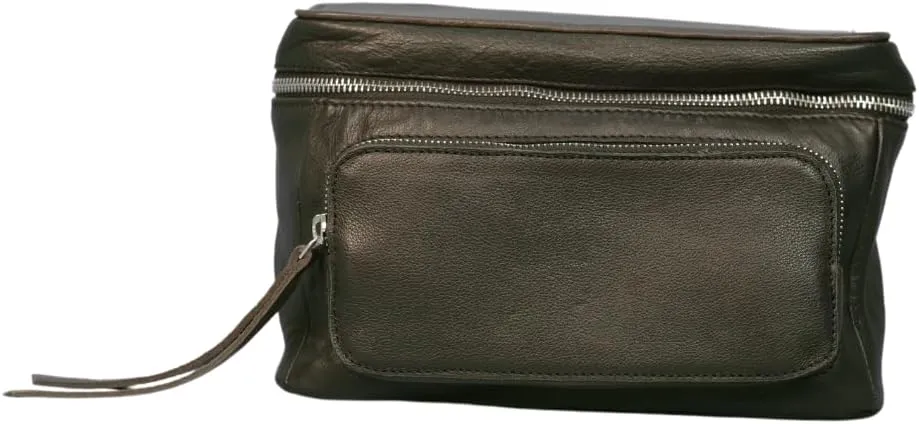 Genuine Leather Large Fanny Pack Waterproof Hip Belt Bag Cowhide Waist Bag Crossbody Sling Backpack Black, Medium