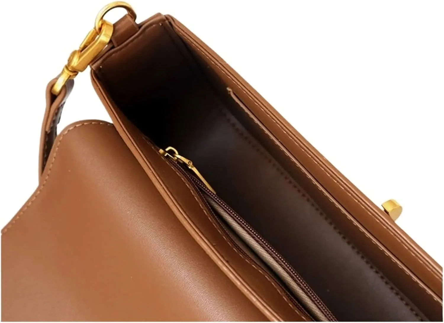 Genuine Leather Women Underarm Bag Vintage Handbags Ladies Solid Shoulder Messenger Bags (Coffee)