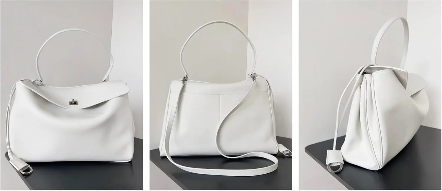 Genuine Leather Women's Shoulder Bag,Fashion Travel Bag, Retro Large Crossbody Travel Work Bag Purse