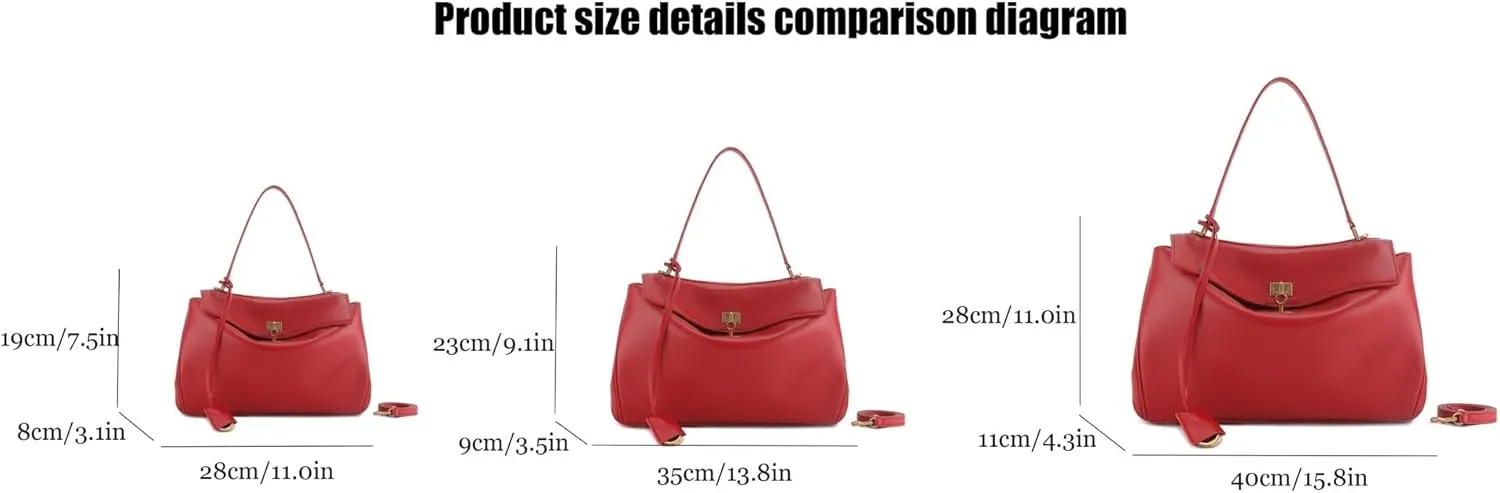 Genuine Leather Women's Shoulder Bag,Fashion Travel Bag, Retro Large Crossbody Travel Work Bag Purse