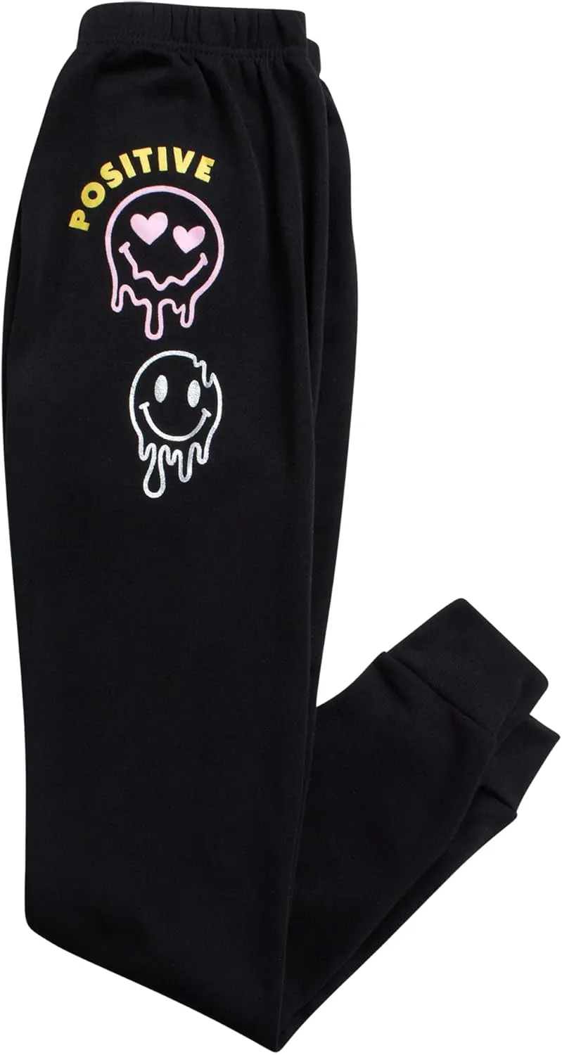 Girls Joggers Set - 3 Piece Zip Up Hoodie, Graphic Tee, and Jogger Pants, Girls' Activewear Fleece Jogset (7-16)